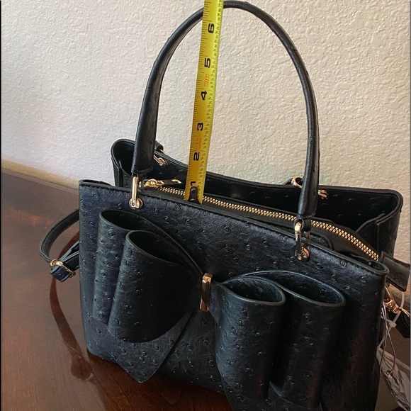 Crossi Big Black Bow Convertible Bag NWT Cruelty Free - Picture 13 of 16